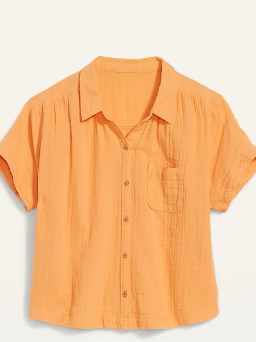 SHEIN Orange Short-Sleeve Button-Down Shirt